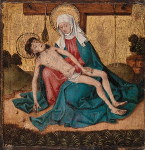 Pieta (tempera i złoty płatek na panelu) autorstwa French School