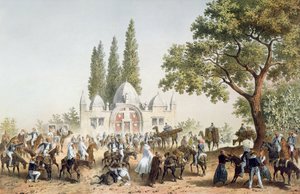 Pielgrzymi zatrzymujący się w Jaffie przy fontannie Sabila Abu Nabut autorstwa French School
