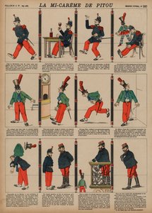 Pitou w połowie Wielkiego Postu (kolorowy grawerunek) autorstwa French School