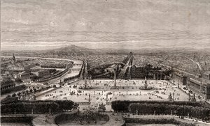 Place de la Concorde w Paryżu - rycina w „La France illustree: geografia, historia, administracja statystyczna” autorstwa V.A. Słodowo-Brązowy. 1884 autorstwa French School
