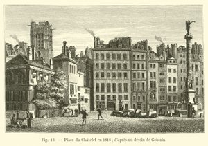 Place du Chatelet w 1818 r.; po rysunku Gobelina autorstwa French School