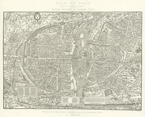 Mapa Paryża pod panowaniem Henryka II autorstwa Oliviera Truscheta i Germaina Hoyau