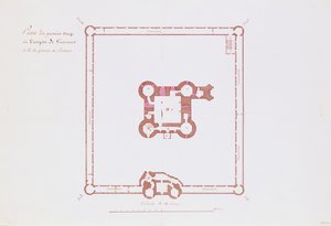 Plan pierwszego piętra Donjon w Vincennes, 1810 (pióro i atrament na papierze) autorstwa French School