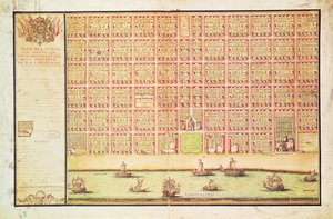 Plan Nowego Orleanu, 1738 (wc na papierze) autorstwa French School