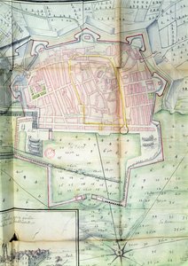 Plan Tulonu, 1669 (pióro i atrament i toaleta na papierze) autorstwa French School