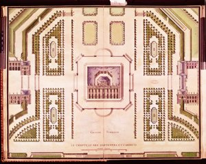Plan Grand Terrasse zamku de Marly, 1714 autorstwa French School