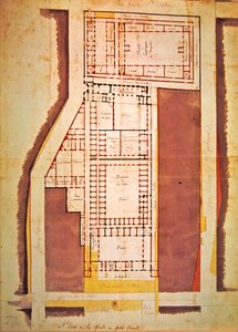Plan więzienia Grande and Petite Force, rue du Roi de Sicile, Paryż (tusz i pranie na papierze) autorstwa French School