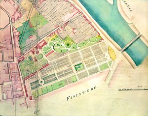 Plan Jardin des Plantes w Paryżu w okresie Imperium (tusz i akwarela na papierze) autorstwa French School