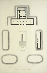 Plan ruin Mitla w prowincji Oaxaca, ilustracja z „Widoków Kordylierów i pomników ludów tubylczych Ameryki” autorstwa Alexandra von Humboldta i Aime Bonpland autorstwa French School