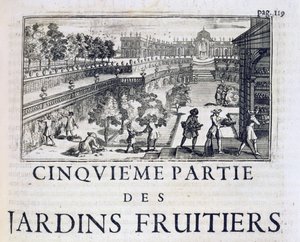 Sadzenie drzew owocowych, z Le Parfait Jardinier, ou Instruction pour les Jardins Fruitiers et Potager, Jean de la Quintinye, opublikowana 1695 autorstwa French School
