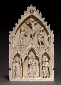 Tablica: Ukrzyżowanie i Dziewica z Dzieciątkiem z Aniołami, ok. 1250-1270 autorstwa French School