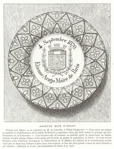 Tabliczka z imieniem Etienne Arago, burmistrza Paryża podczas wojny francusko-pruskiej, 1870 autorstwa French School
