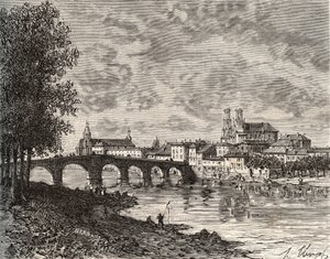 Pont-a-Mousson (Pont a Mousson) - Meurthe-et-Moselle - rycina w „Francja ilustrowana: geografia, historia, administracja statystyczna” autorstwa V.-A. Słodowy Brąz. 1884 autorstwa French School