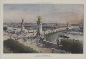 Pont Alexandre III, Wystawa Powszechna 1900, Paryż (kolor lito) autorstwa French School