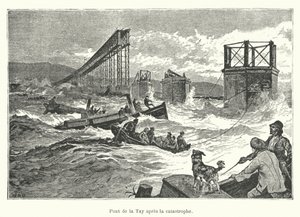 Tay Bridge po katastrofie (ryty) autorstwa French School