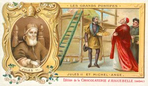 Papież Juliusz II z Michałem Aniołem autorstwa French School