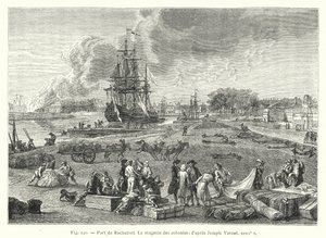 Port Rochefort, sklep kolonialny; wg Josepha Verneta XVIII w. (rycina) autorstwa French School