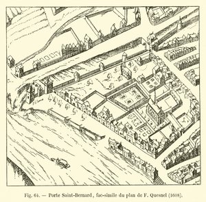 Porte Saint-Bernard, faksymile planu F. Quesnela, 1608 autorstwa French School