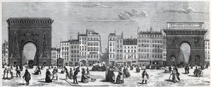 Porte Saint-Denis i rue faubourg Saint Denis - porte Saint Martin i rue faubourg Saint-Martin Grawerowanie w „”Tableau-de-Paris”” Edmonda Texiera (1815-1887) autorstwa French School