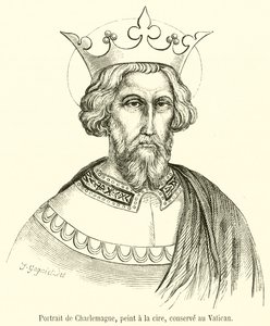 Portret Karola Wielkiego, malowany woskiem, przechowywany w Watykanie (grafika) autorstwa French School