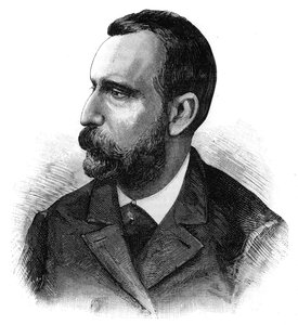 Portret doktora Jaime Ferran y Clua (1852-1919), hiszpańskiego bakteriologa, odkrywcy szczepionki na cholerę. Grawerowanie w ""Wspaniałym Świecie"" autorstwa French School