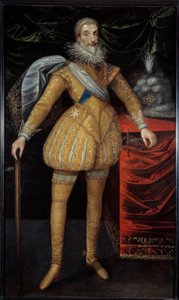 Portret u stóp Jean Louis de Nogaret z Valletty (1554-1642), księcia Epernon. Malarstwo Szkoły Francuskiej autorstwa French School
