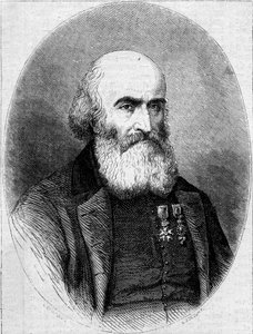 Portret opata Francois Bourgade (1806-1866), Chamoniera kaplicy św. Ludwika w Kartaginie (Tunezja). Grawer w „”Le Monde Illustré””n°251 z 1 lutego 1862 r. autorstwa French School