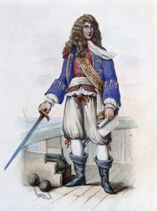 Portret admirała Anne Hilarion de Costentin (Cotentin), hrabiego Tourville (1642-1701) - w „Le Plutarque francais”, autorstwa Mennechet, Paryż autorstwa French School