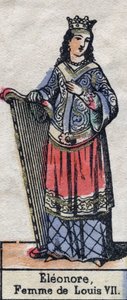 Portret Alienor z Akwitanii (Eleonore de Guyenne) (ok. 1123-1204), żony Ludwika VII Francji. (Dynastia Kapetyńska). Ilustracja z końca XIX wieku. autorstwa French School