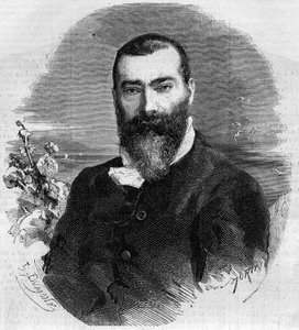 Portret Alphonse Karra (1808-1898), francuskiego powieściopisarza i dramaturga. Grawer w „Le Monde Illustré” nr 145 z dnia 21 stycznia 1860 r. autorstwa French School