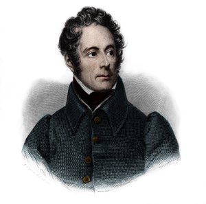 Portret Alphonse de Lamartine (1791-1869), francuskiego pisarza, poety i polityka. w „Księdze mówców” Louisa de Cormenina Timona. 1842. Kolekcja prywatna. autorstwa French School
