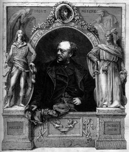 Portret Antoine Augustina Preault (1809-1879), francuskiego rzeźbiarza. Grawerowanie w „” Świat Ilustrowany”” nr 1139 z 25 stycznia autorstwa French School