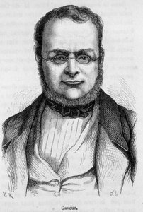 Portret Camillo Benso, hrabiego Cavour (1810 - 1861) włoskiego męża stanu - w „Historii Francji” Henri Martina autorstwa French School