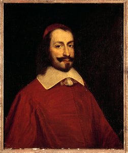 Portret kardynała Julesa Mazarina (1602-1661) (Giulio Raimondo Mazzarino lub Mazarino) Obraz szkoły francuskiej XVII wieku Słońce. 0,74x0,6 m wersal, muzeum zamku autorstwa French School