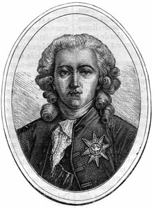 Portret Charlesa Alexandre de Calonne, francuskiego polityka za Ludwika XVI (1734-1802), kontrolera finansowego. Grawer w „Historii papieży-królów-królowych i cesarzy na przestrzeni wieków” autorstwa Maurice Lachatre autorstwa French School