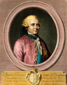 Portret Charlesa Graviera, hrabiego Vergennes (1719-1787). Rycina z XVIII wieku. Prywatna kolekcja. autorstwa French School