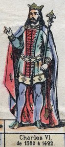 Portret Karola VI z Francji, znanego jako Karol Dobrego Aime (1368-1422) (dynastia Kapetów). Ilustracja z końca XIX wieku. autorstwa French School