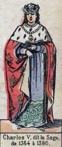 Portret Karola V z Francji, znanego jako Karol Mędrzec (1338-1380) (dynastia Kapetów). Ilustracja z końca XIX wieku. autorstwa French School
