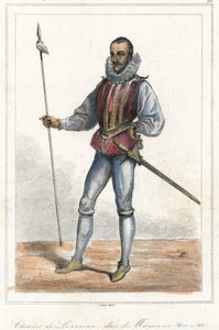 Portret Karola de Lorraine, księcia Mayenne (1554 - 1611), księcia francuskiego. Po Henryku, księciu Guise, stał na czele Ligi (1589). autorstwa French School