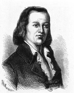 Portret Claude Chappe (1765 - 1807), francuskiego inżyniera, który wykonał pierwszy telegraf powietrzny - w „Album de la Science; wybitni naukowcy; Wielkie odkrycia”” 1896. autorstwa French School