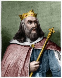 Portret Clotaire (Clothaire) II (584 - 628), króla Neustrii i króla franków - w „Histoire des Francais” Lavallee, rycina, sd. autorstwa French School