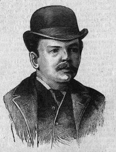 Portret dr Leandera Starra Jamesona (1853-1917), brytyjskiego premiera Kolonii Przylądkowej w Afryce Południowej (Transwal). Grawer w „La gazette du dimanche” z 16 stycznia autorstwa French School