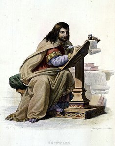 Portret Eginharda (Einhard, Einhart, Einard, 775-840), felietonista frank - w „” Le Plutarque francais ””, red. Mennechet autorstwa French School