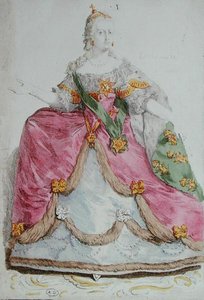 Portret cesarzowej Katarzyny II (1729-96) Wielkiej Rosji, koniec XVIII w. (kolorowa rycina) autorstwa French School
