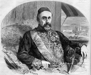 Portret Fouada (Fuada) Paszy (1815-1869), tureckiego polityka i ambasadora. Grawerowanie autorstwa Morina w „”The Illustrous World”” nr 65 z 10 lipca autorstwa French School