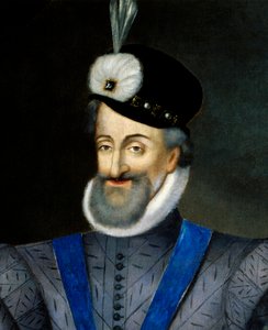Portret Henryka IV (1553-1610) króla Francji. Szczegół. Anonimowe malarstwo francuskie z XVII wieku. Olej na płótnie. Wymiary: 0,95x1,13m. Obowiązkowa wzmianka: Sully sur Loire, Chateau de Sully autorstwa French School