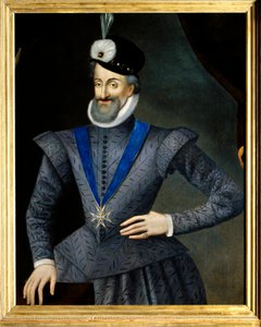 Portret Henryka IV (1553-1610) króla Francji. Posiada naszyjnik z insygniami Orderu Ducha Świętego (Order Ducha Świętego). Anonimowe malarstwo francuskie z XVII wieku. Olej na płótnie. Wymiary: 0,95x1,13m. Obowiązkowa wzmianka: Sully sur Loi autorstwa French School