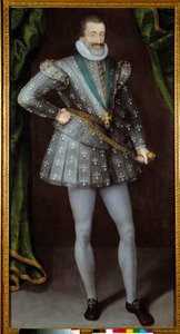Portret Henryka IV króla Francji (1553-1610) anonimowy obraz z XVII wieku. Grenoble, Musee Des Beaux Arts. - Portret Henryka IV, króla Francji (1553-1610). Anonimowy obraz z XVII wieku. Muzeum Sztuk Pięknych, Grenoble, Francja autorstwa French School