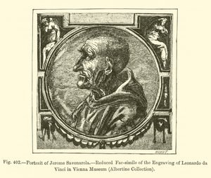 Portret Jerome Savonaroli (rycina) autorstwa French School