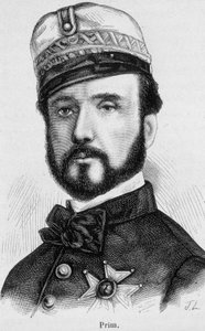 Portret Juana Prim y Pratsa, hiszpańskiego generała i polityka (1814 - 1870) - w „Historii Francji” Henri Martina autorstwa French School